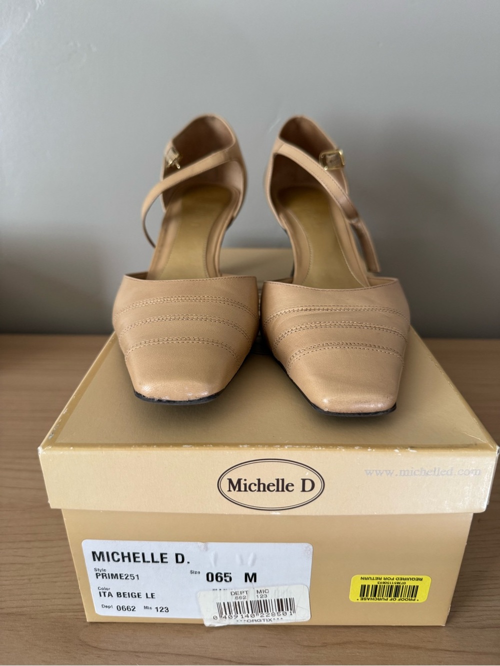Michelle D Women’s Beige Ankle Strap Heels